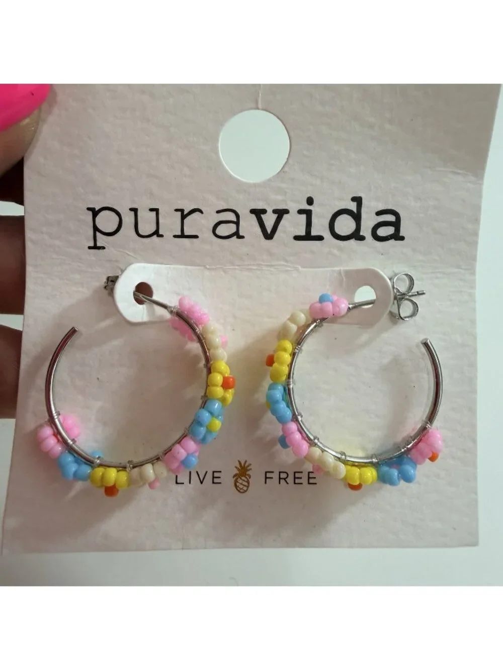 Pura Vida Daisy Seed Hoop Earrings